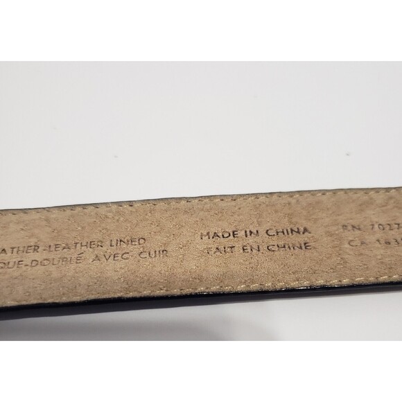 Liz Claiborne Navy Blue Leather Belt Womens Size Medium Brass Buckle Style 24063 - Picture 6 of 12